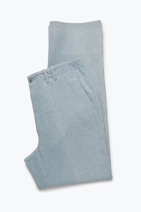 Plain Front Washable Trouser (Washed Indigo Upcycled Cotton Twill