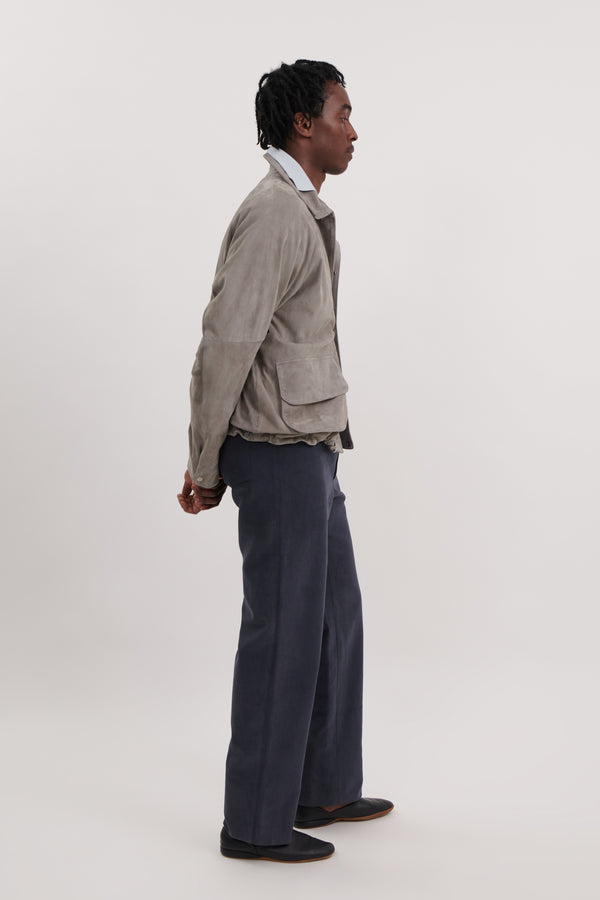 Field Blouson (Mid-Grey Lamb Suede) - Stoffa
