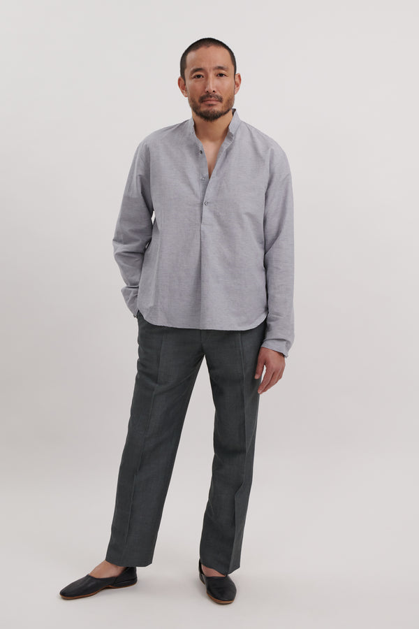 トップス marka BAND COLLAR SHIRT P.O GRAY size1 marka BAND COLLAR SHIRT P.O GRAY size1 - メルカリ