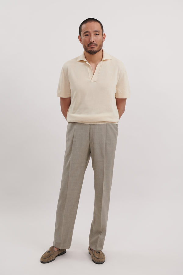 Taupe Double Pleat Trousers