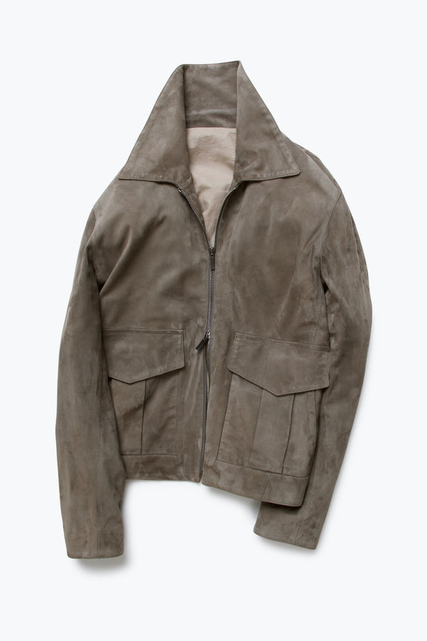 Flight Jacket (Taupe Lamb Suede) Stoffa1
