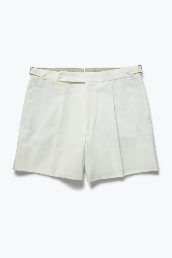 Single Pleat Short (Ivory Basketweave Cotton) - Stoffa
