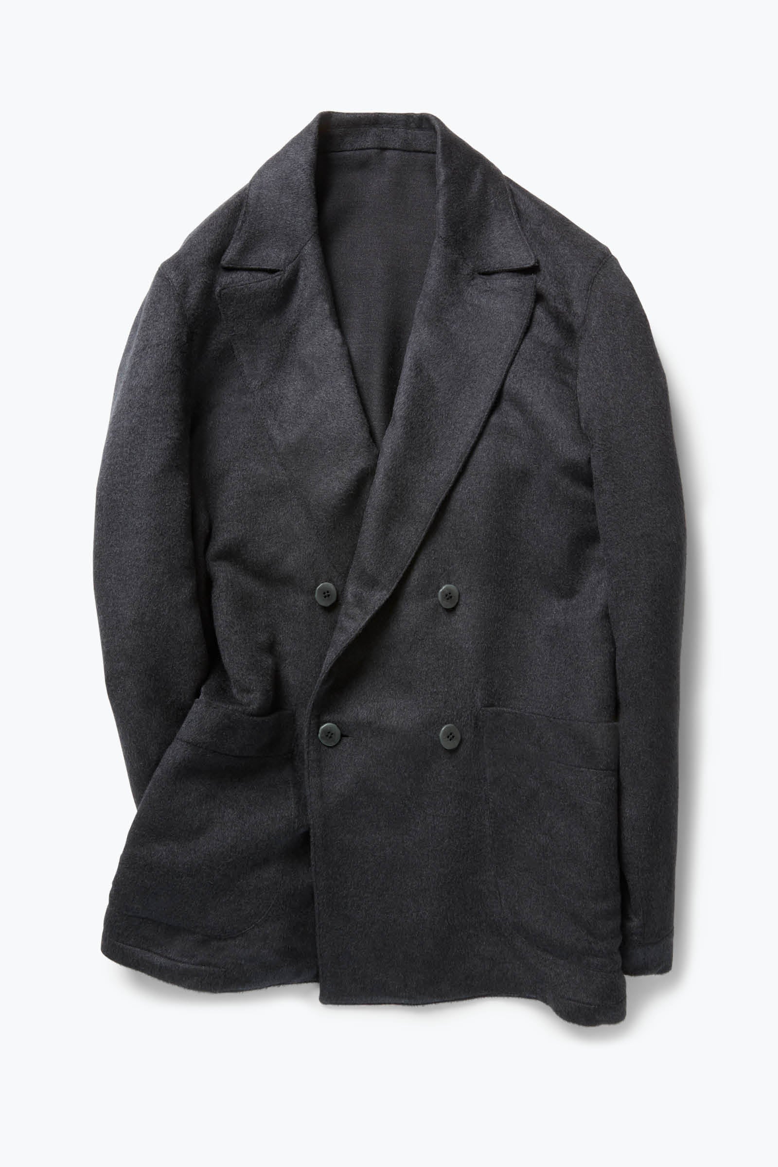 Double Breasted Shirt Jacket (Charcoal Brushed Winter Silk