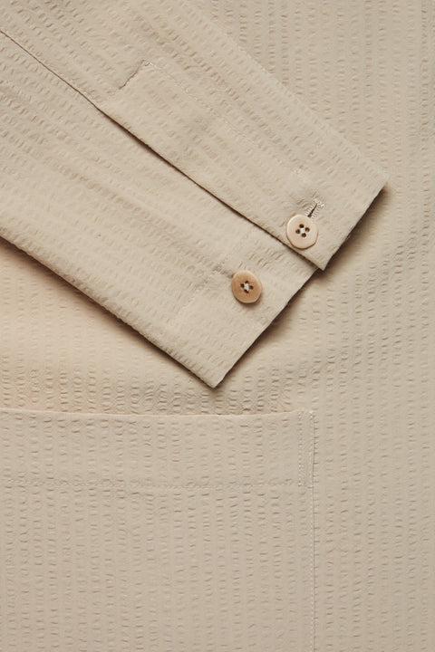 トップス sakko Single Breasted Shirt Jacket (Sand Wool Seersucker) - Stoffa