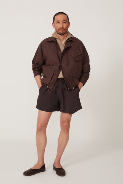 Field Blouson (Chocolate Washed Linen) - Stoffa