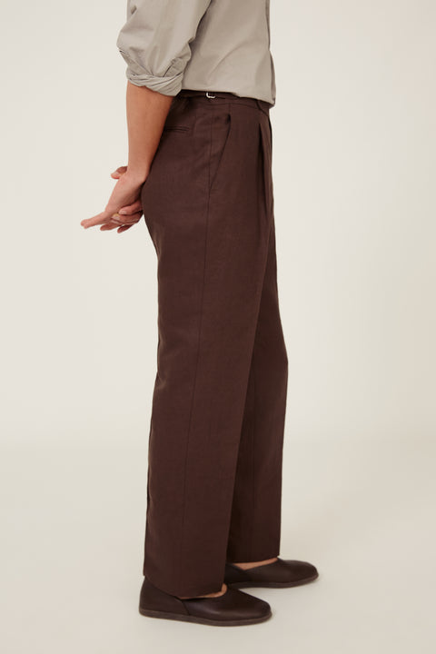 パンツ Alemais Rich Chocolate Brown Dahlia Linen Trousers ALEMAIS Dahlia Trousers | Brown | FARFETCH