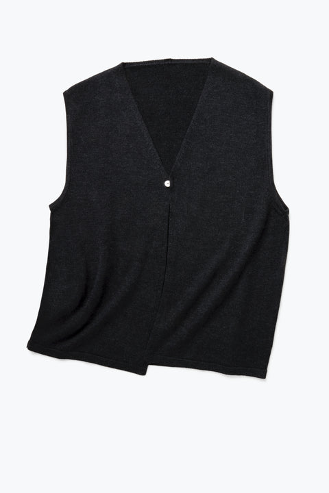 Knit Vest (Charcoal Wool Silk) - Stoffa