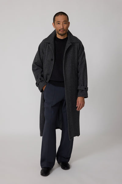 ジャケット・アウター HAND MADE herringbone over wool coat Italian Herringbone Wool-Blend Double-Breasted Coat in