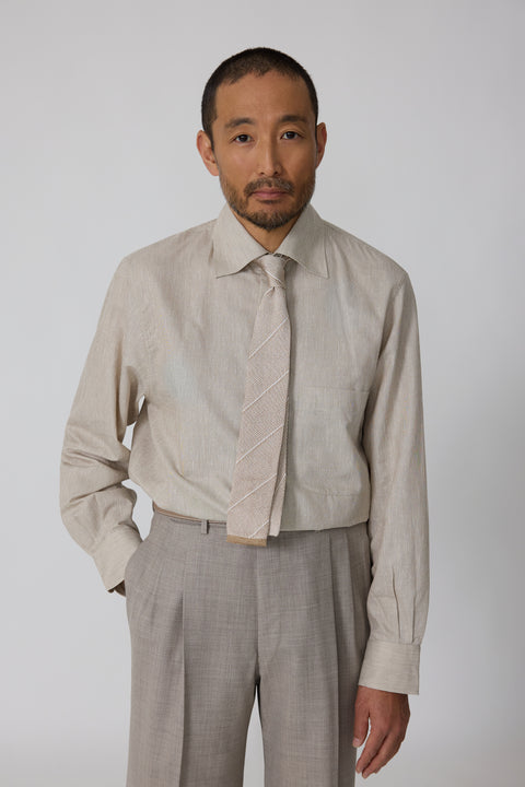 Knit Tie (Oat Stripe Silk) - Stoffa