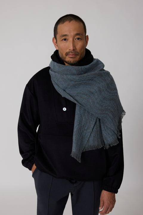 Wave Scarf (Indigo Merino Wool) - Stoffa