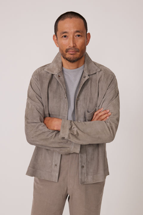 Wave Jacket (Mid Grey Paper-Backed Suede) - Stoffa