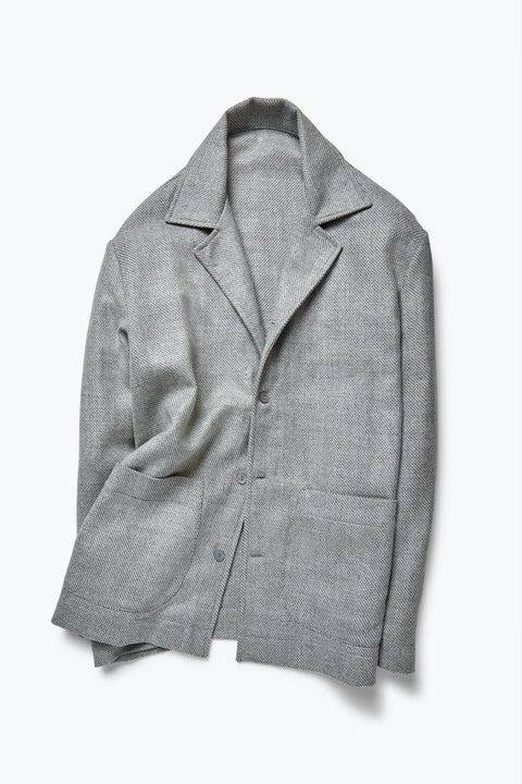 【THE MOZZ】Noted Check Wool Jacket Lounge Jacket (Pearl Wool Broken Twill) - Stoffa