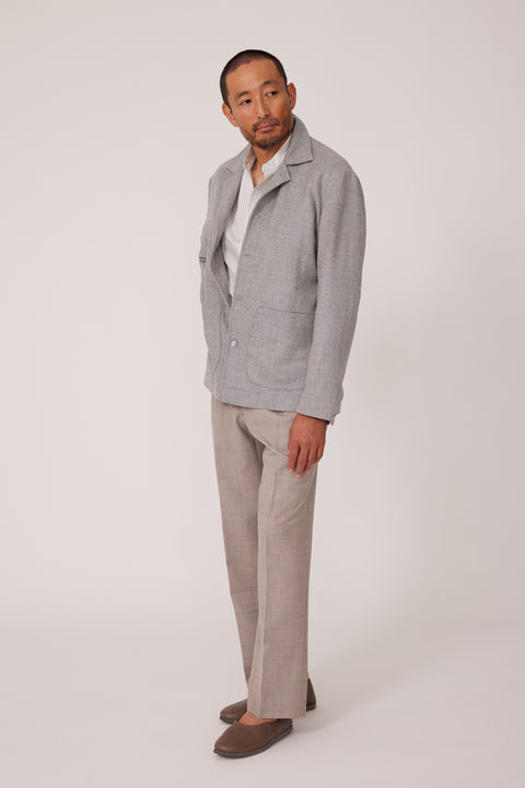 Lounge Jacket (Pearl Wool Broken Twill) - Stoffa Lounge Jacket (Pearl Wool Broken Twill) - Stoffa