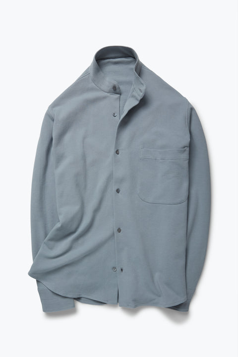 Band Collar Shirt (Cloud Double Cotton Pique) - Stoffa