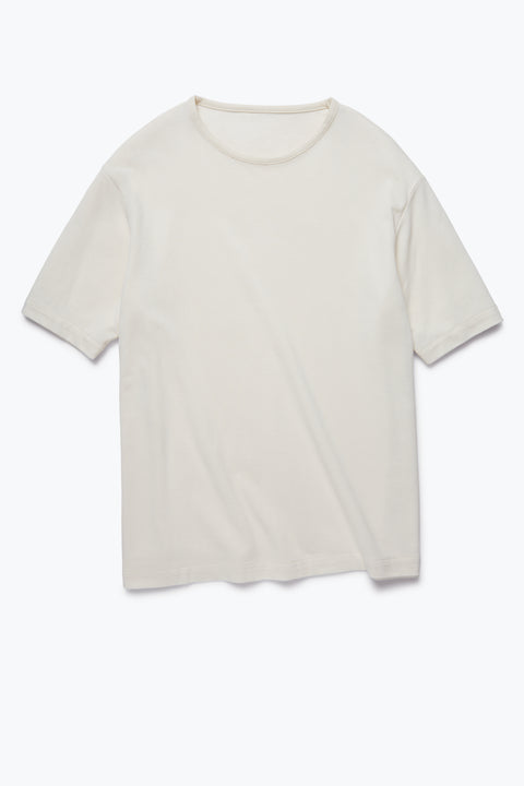 T-Shirt (Ivory Cotton Silk Pique) - Stoffa