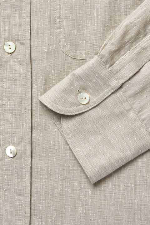 Work Shirt (Taupe Cotton Silk Slub) - Stoffa