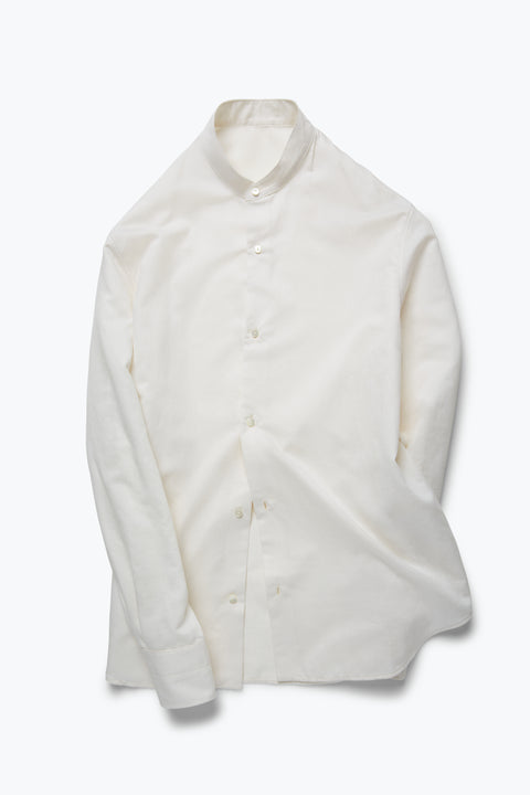 Band Collar Shirt (Ivory Cotton Silk Slub) Band Collar Shirt (Ivory Cotton Silk Slub)