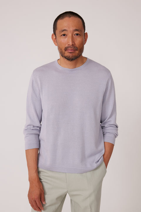 【SATIIIZ】Noah Stitch Knit Long Sleeve Tee Long Sleeve Knit T-Shirt (Pearl Wool Silk) - Stoffa