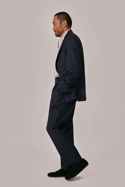 Single Breasted Shirt Jacket (Indigo Moss Flannel) - Stoffa