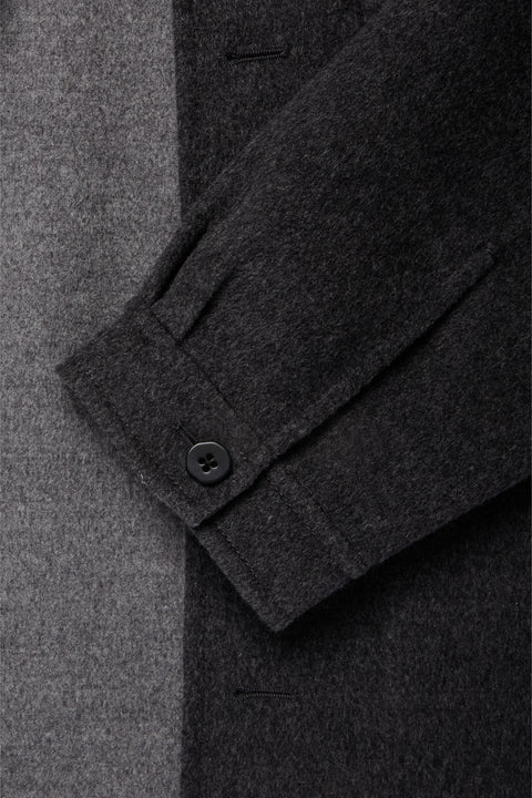 Split Seam Wave Jacket (Charcoal Brushed Merino Wool) - Stoffa