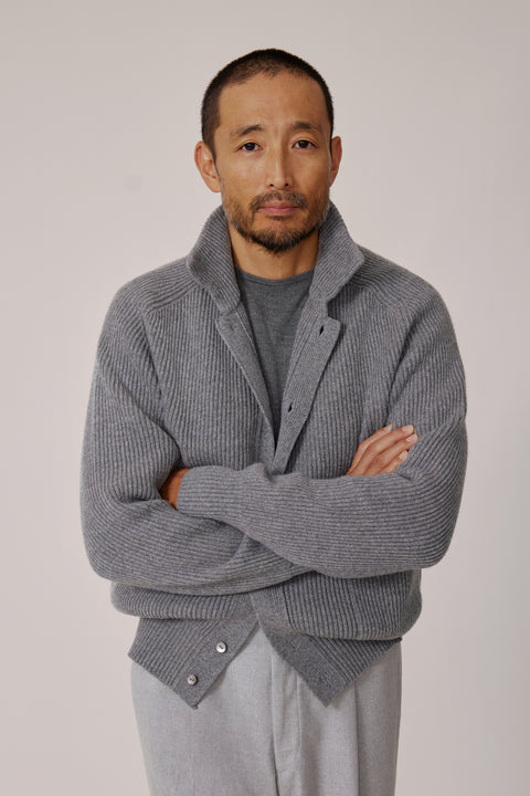 sile シール　supplement knit blouson gray Ribbed Blouson (Steel Grey Cashmere) - Stoffa