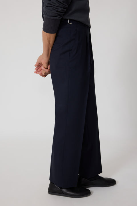 Single Pleat Trouser (Navy Tropical Wool) - Stoffa