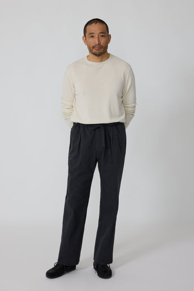 Drawstring Trouser (Black Peached Cotton) - Stoffa