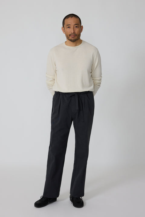 Drawstring Trouser (Black Peached Cotton) - Stoffa