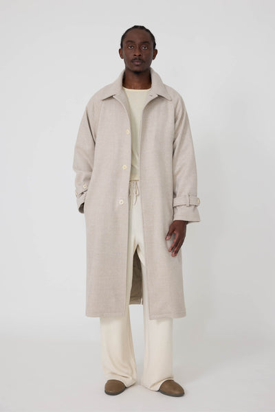 Raglan Coat (Cream Undyed Wool) - Stoffa
