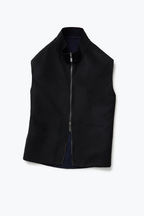 Reversible Vest (Black Brushed Merino Wool) - Stoffa