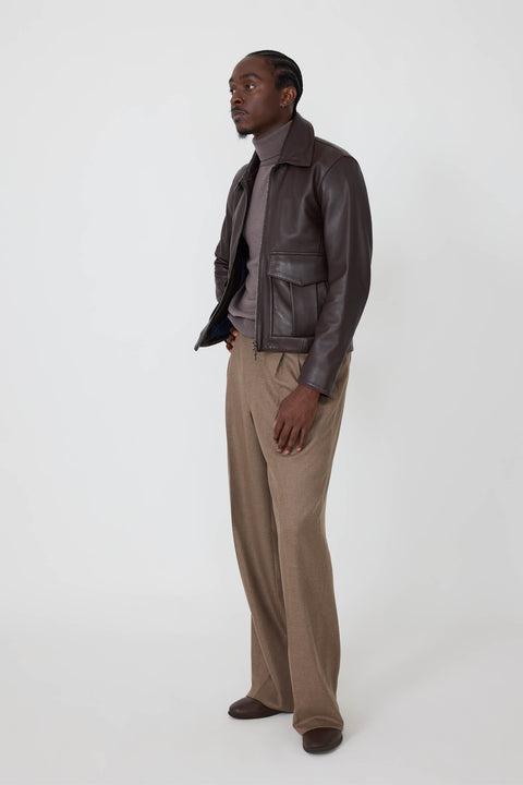 Flight Jacket (Dark Chocolate Plongé Leather) - Stoffa