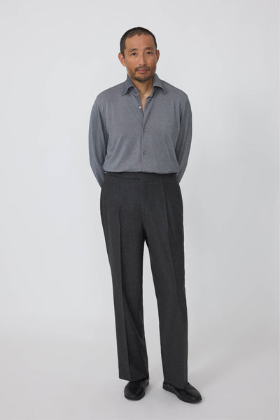 【週末価格】サイズ1/グレー/CASHMERE TROUSERS Single Pleat Trouser (Charcoal Wool Cashmere Flannel) - Stoffa