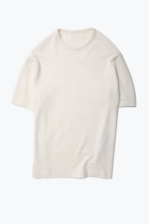 T-Shirt (Ivory Cotton Silk Pique) - Stoffa