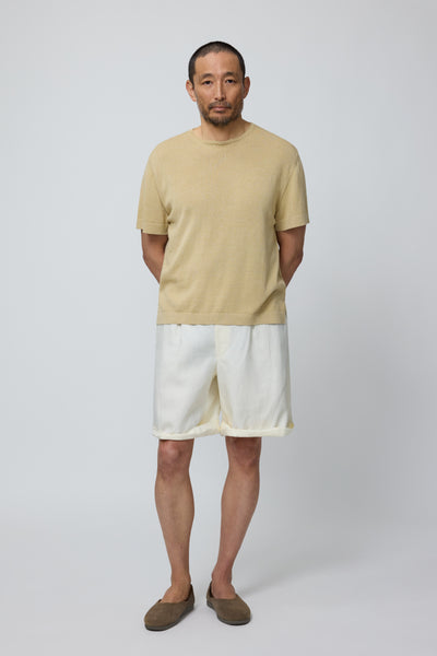 Box Pleat Washable Short (Ivory Washed Linen) - Stoffa