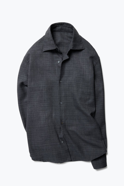 レア 完売 everyone wide spread collar shirt Spread Collar Shirt (Anthracite Wool Basketweave) - Stoffa