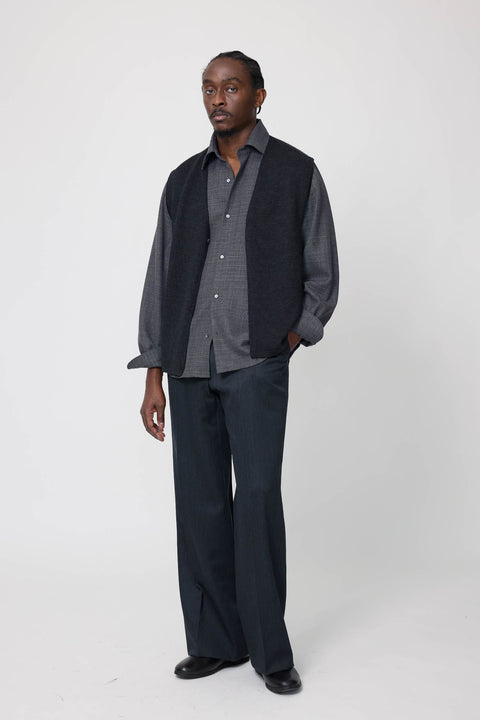 Ovy Cotton Wool V-neck Knit Vest チャコール Ovy Cotton Wool V-neck
