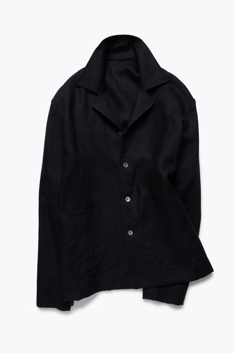 Lounge Jacket (Black Washed Linen) - Stoffa