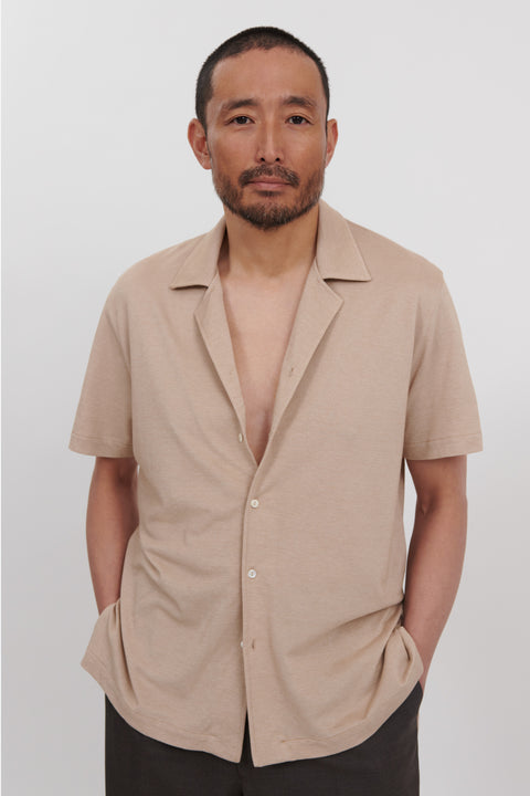 Beige Short Sleeves Shirt