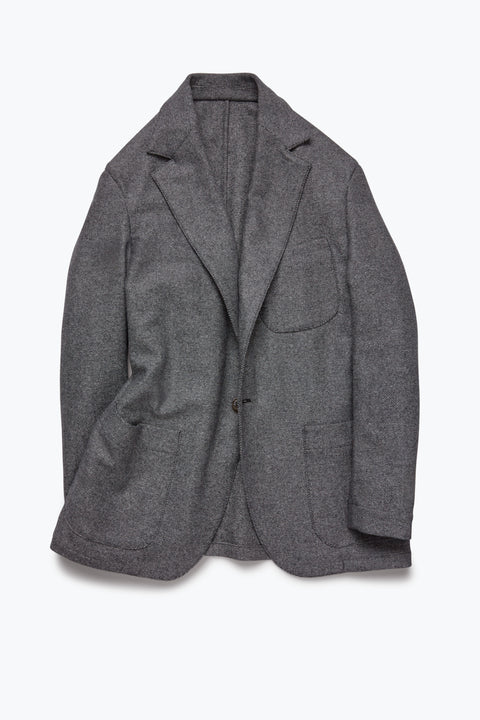Single Breasted Shirt Jacket (Grey Nailhead Wool) - Stoffa