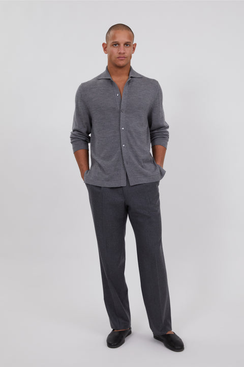 NTRUL CLASSIC KNIT SHIRT GRAY サイズ2 Knit Shirt (Steel Grey Wool Silk) - Stoffa