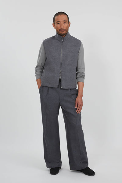 Reversible Vest (Grey Brushed Merino Wool) - Stoffa