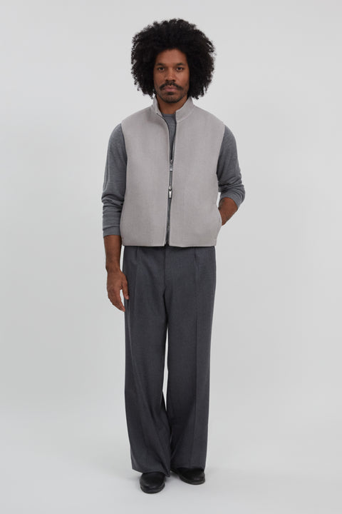 Reversible Vest (Stone Wool Silk Cashmere Bouclé) - Stoffa
