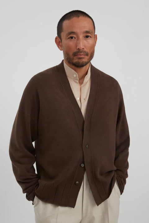 Drop Shoulder Cardigan (Chocolate Cashmere) - Stoffa