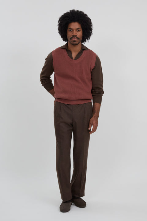 U-Neck Vest (Brick Cashmere) - Stoffa