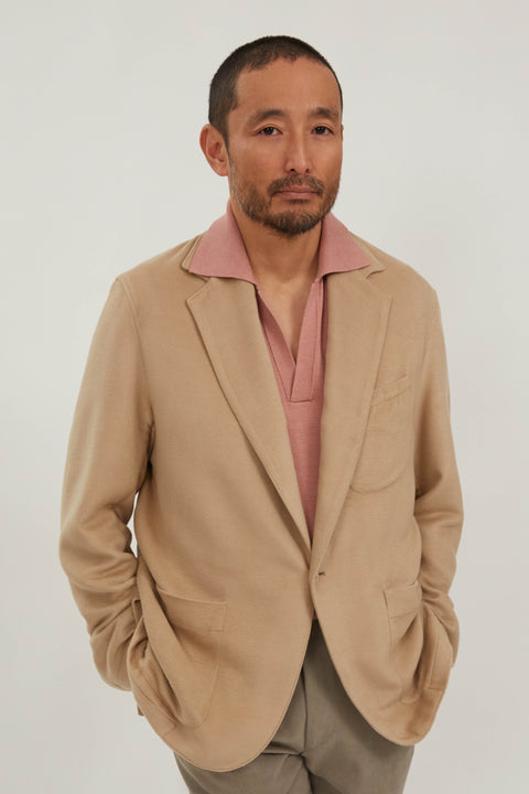Single Breasted Shirt Jacket (Sand Brushed Winter Silk) - Stoffa