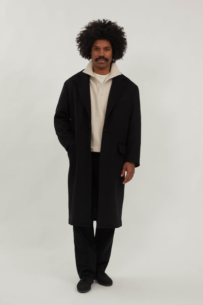 Single Breasted Overcoat (Black Brushed Cashmere) - Stoffa