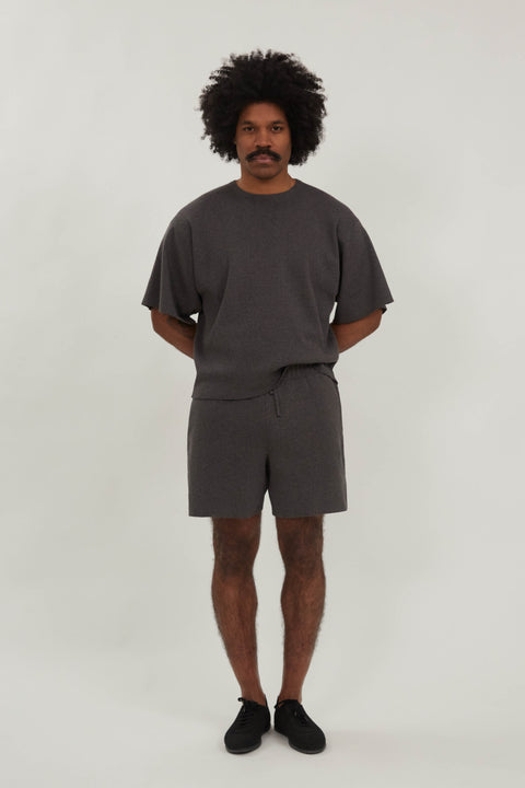 Knit Shorts (Anthracite Cotton Mouliné) - Stoffa