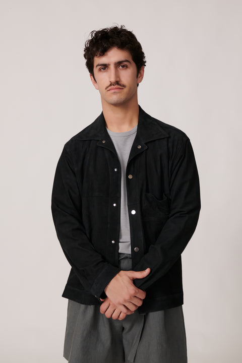 Wave Jacket (Anthracite Paper-Backed Suede) - Stoffa