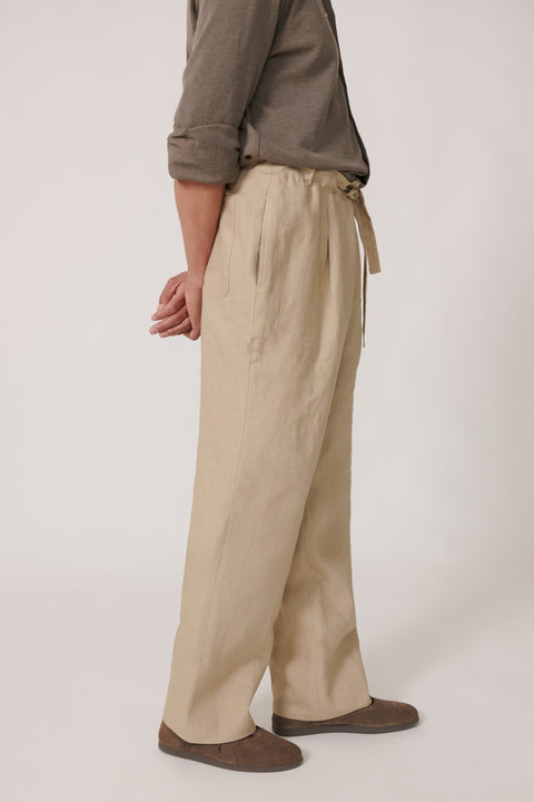 Drawstring Trouser (Sand Washed Linen)