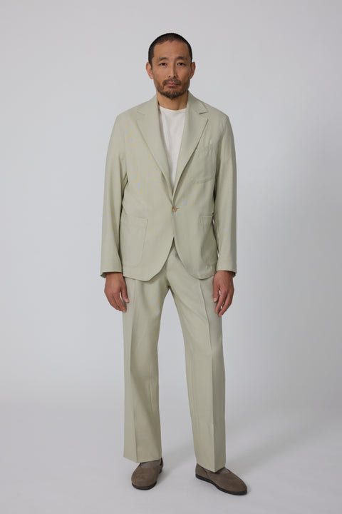 Single Breasted Shirt Jacket (Pistachio Tropical Wool Silk) - Stoffa